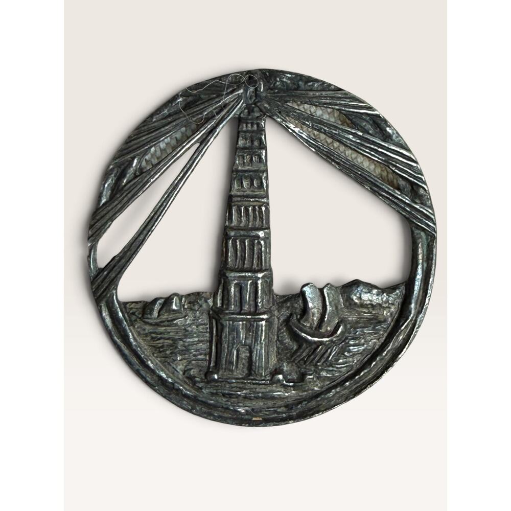 Vintage CORO Pharos Lighthouse Alexandria Egypt Brooch Pin Seven Wonders Signed - Picture 6 of 7